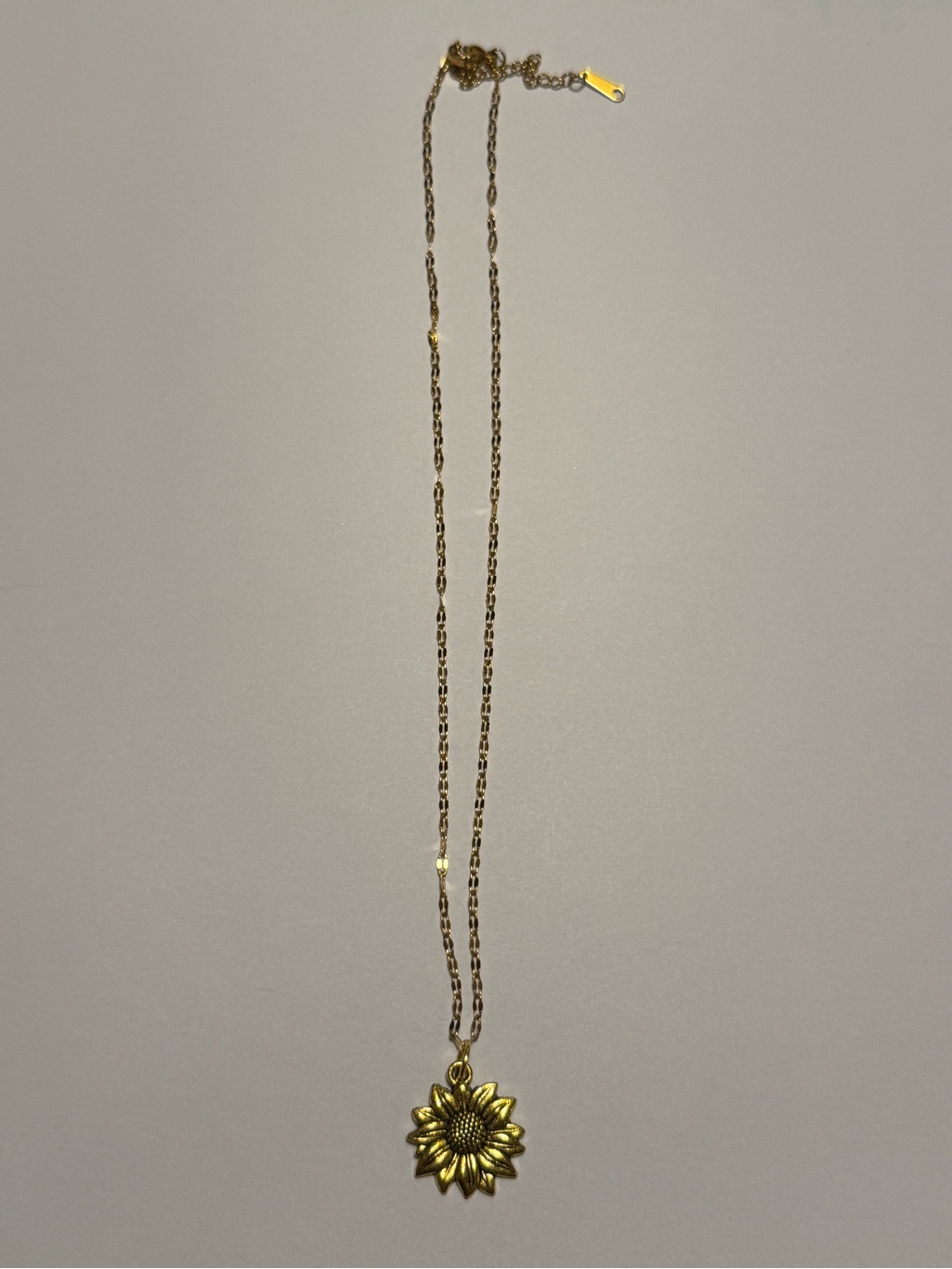 Gold Tone Boho Sunflower Pendant Necklace